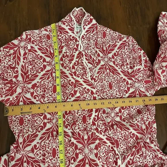 HEIDI CAREY Filigree Kimono Robe Red White Floral Long Sleeve Lounge - Picture 12 of 13